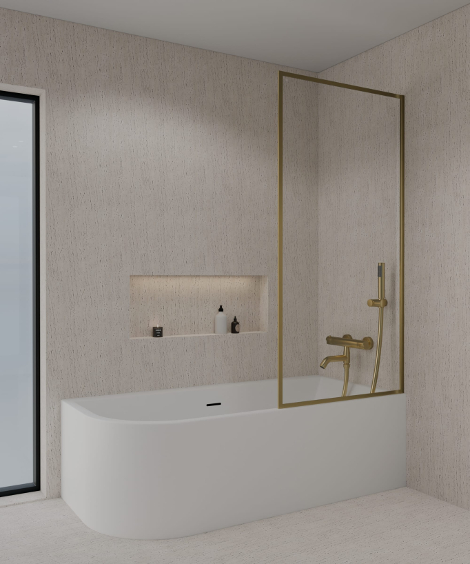 Parete vasca fissa 70 o 80 cm oro spazzolato Guadra