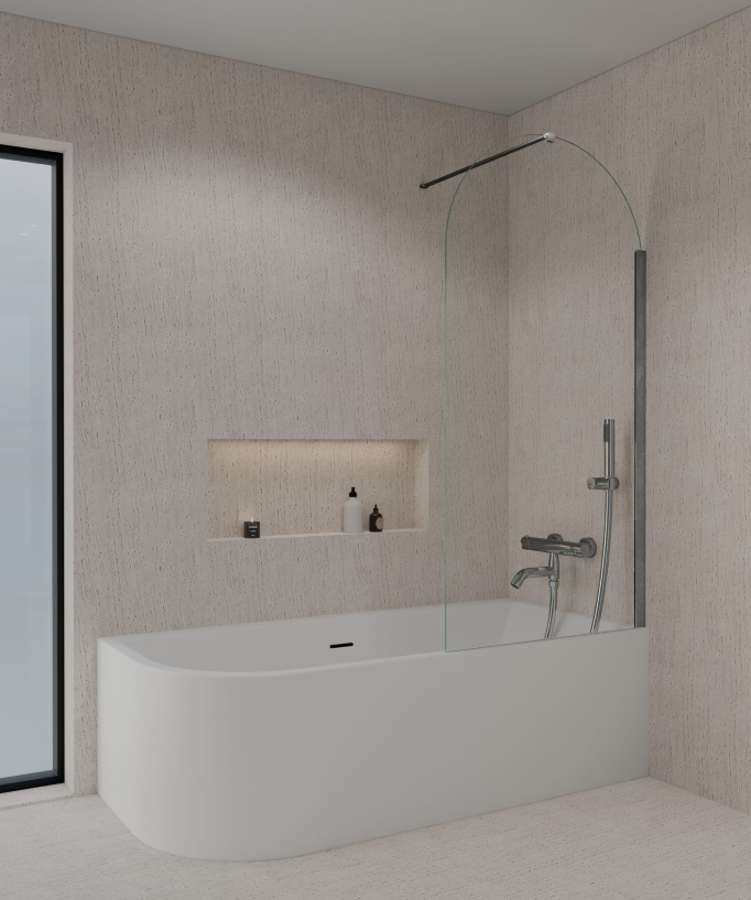 Paraschizzi vasca fisso cromato 70 x 140 cm Leira