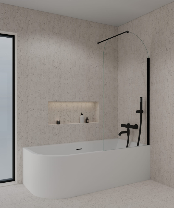 Paraschizzi vasca nero in vetro temperato 70 cm - Leira