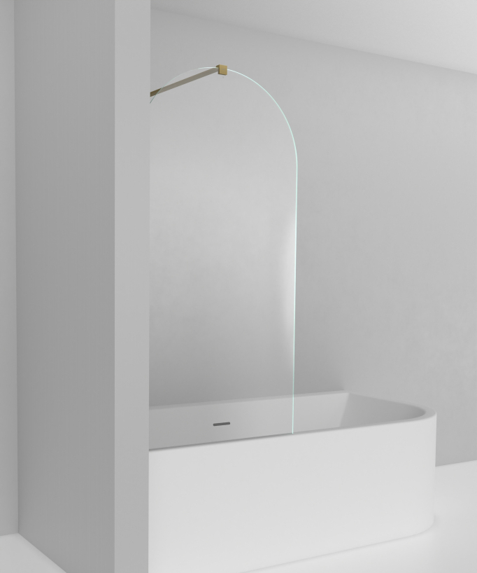 Paraschizzi vasca fisso 140 x 70 cm profilo oro spazzolato - Leira