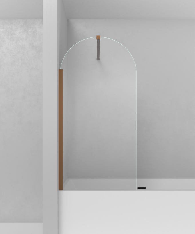 Paraschizzi vasca fisso 70 cm in vetro temperato curvo oro rosa spazzolato - Leira