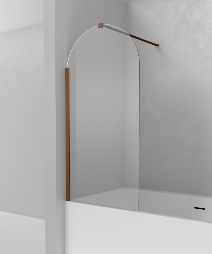 Paraschizzi vasca fisso 70 cm in vetro temperato curvo oro rosa spazzolato - Leira