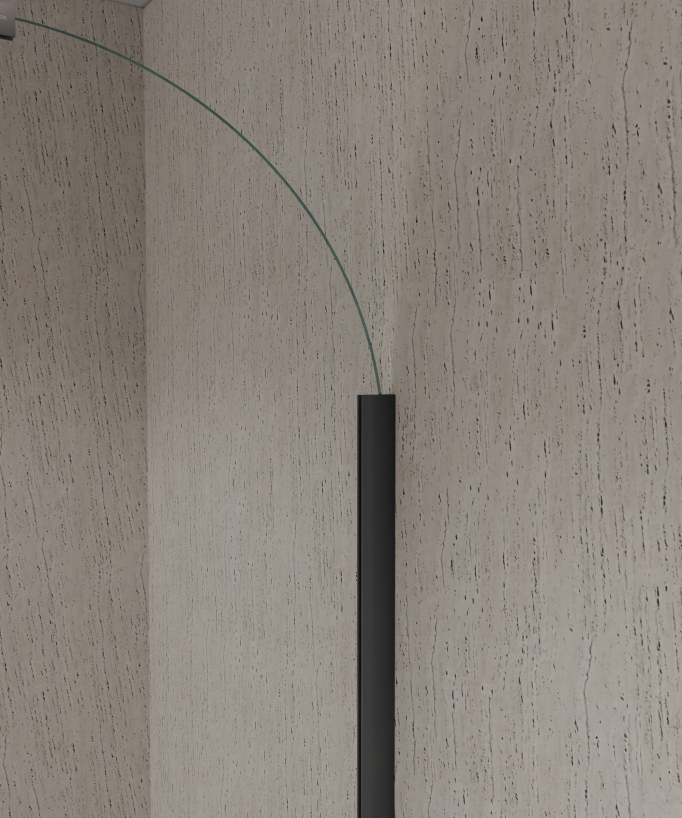 Paraschizzi vasca fisso 70 x 140 cm in vetro temperato ad arco con profilo e barra di rinforzo gunmetal - Leira