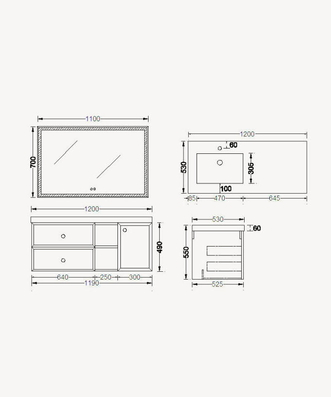 Mobile bagno Grigio Delhi - 120 cm