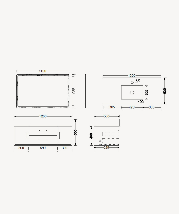 Mobile da bagno Blu Bangalore - 120 cm