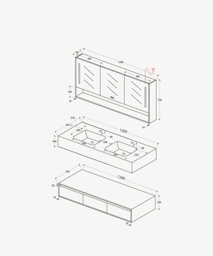 Mobile da bagno Bianco Madras - 120 cm