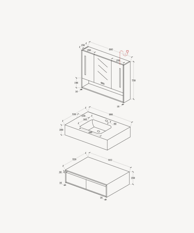 Mobile da bagno Nero Madras