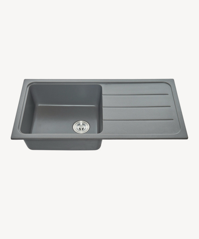 Lavello da cucina singolo 1000 mm - grigio cemento - Galanthus