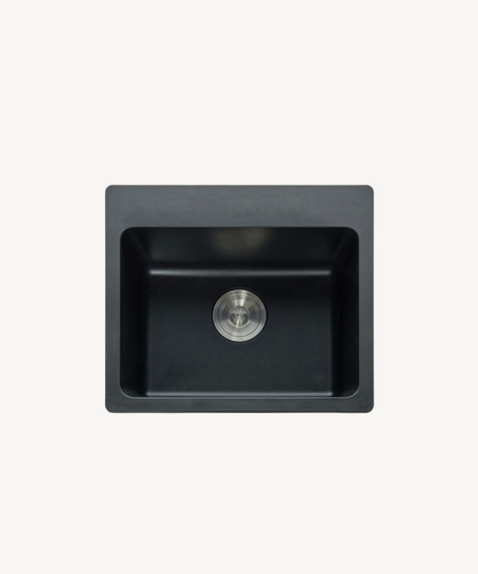 Lavello da cucina singolo 500 mm - granito nero opaco - Alto