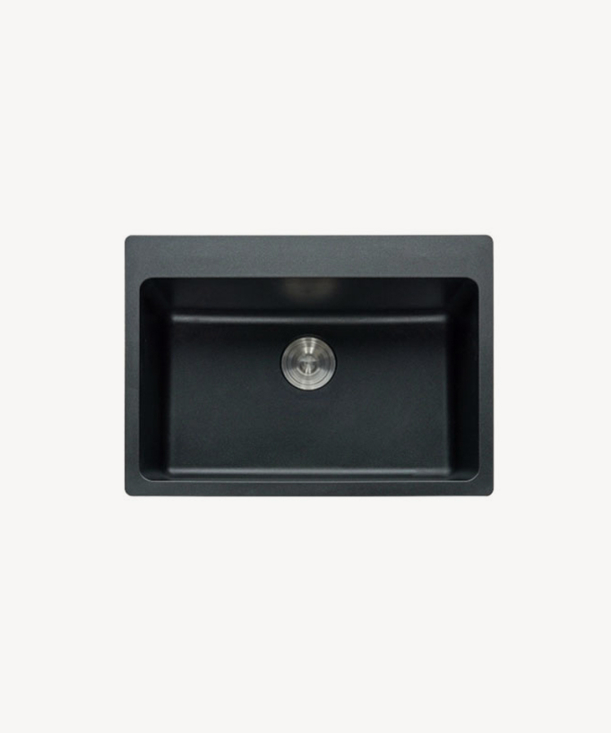 Lavello da cucina singolo 680 mm - granito nero opaco - Lotus