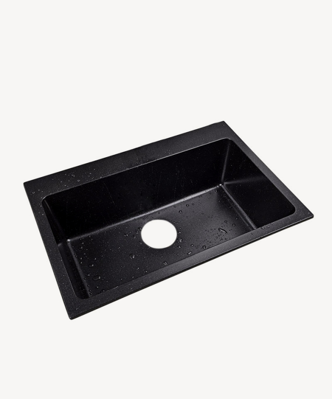 Lavello da cucina singolo 680 mm - granito nero opaco - Lotus