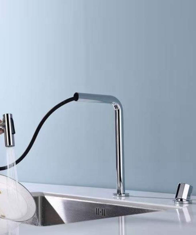 Miscelatore cucina 2 fori con doccetta - cromato
