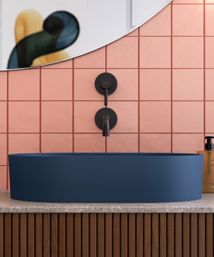 Ovo - Lavabo da appoggio Blu - small