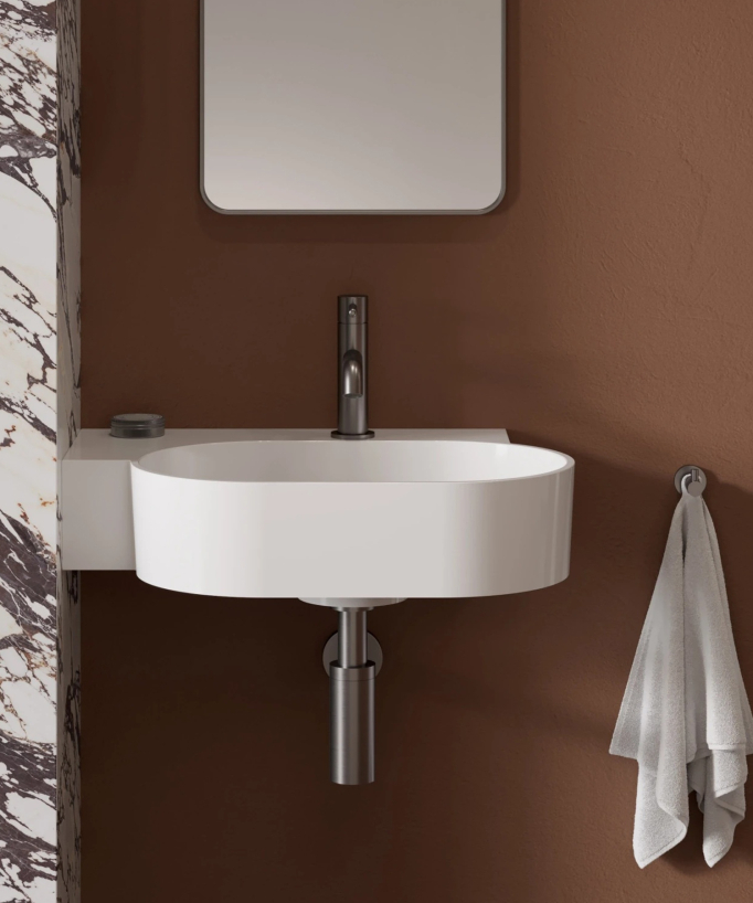 Ovo - Lavabo sospeso - Bianco lucido