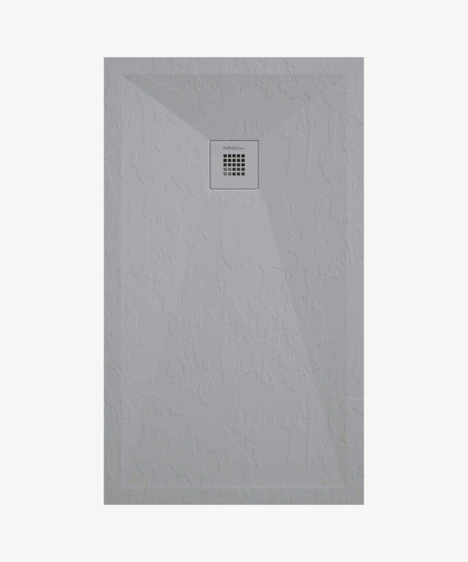 Piatto doccia Grigio 7035, finitura ardesia Stone Plus, griglia colorata