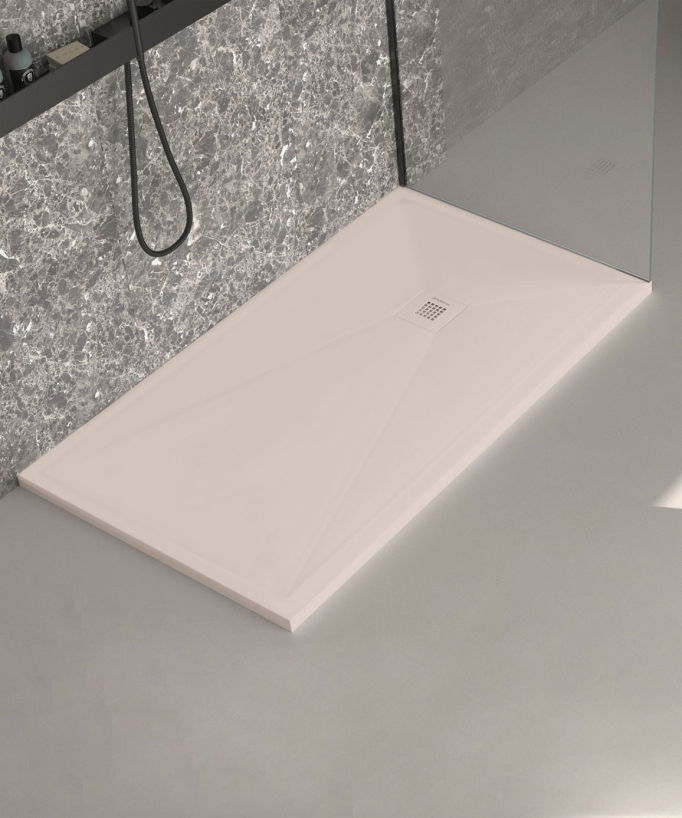 Piatto doccia Crema finitura Liscia Stone Plus, griglia colorata