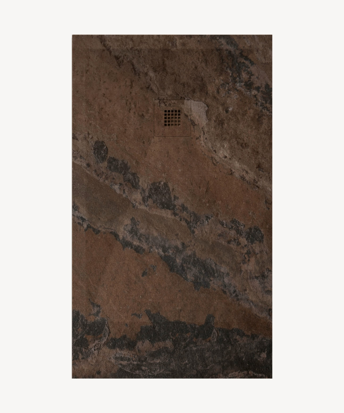 Piatto doccia Marmo ruggine, finitura Liscia Stone 3D, griglia colorata