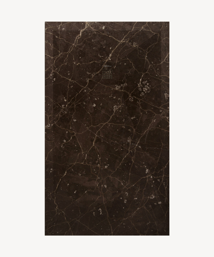 Piatto doccia Oasis Marrone Scuro, finitura Lisse Stone 3D, griglia colorata