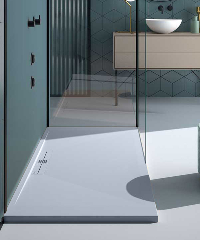 Piatto doccia Grigio, Liscio Stone SIDE, griglia colorata
