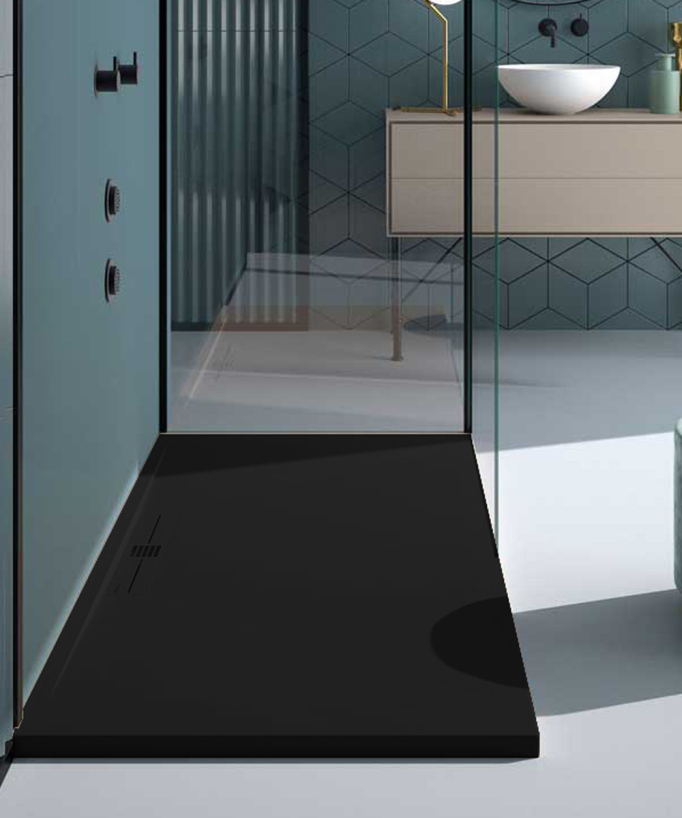 Piatto doccia Nero, Lisse Stone SIDE, griglia colorata