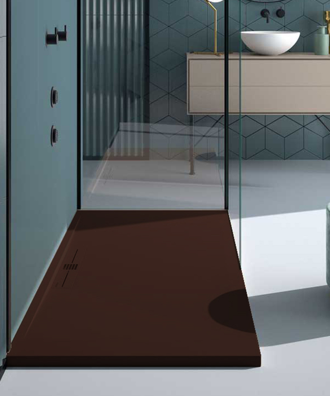 Piatto doccia Cioccolato, Lisse Stone SIDE, griglia colorata