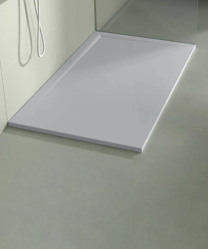 Piatto doccia Grigio 7035, finitura Liscia Stone MIO, griglia colorata