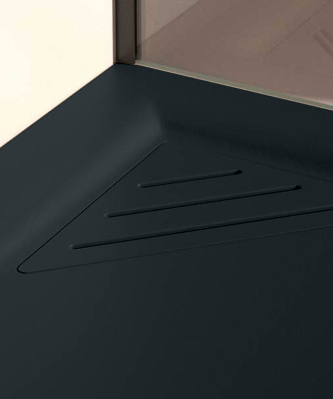 Piatto doccia Noir, finitura Liscia Stone MIO, griglia colorata