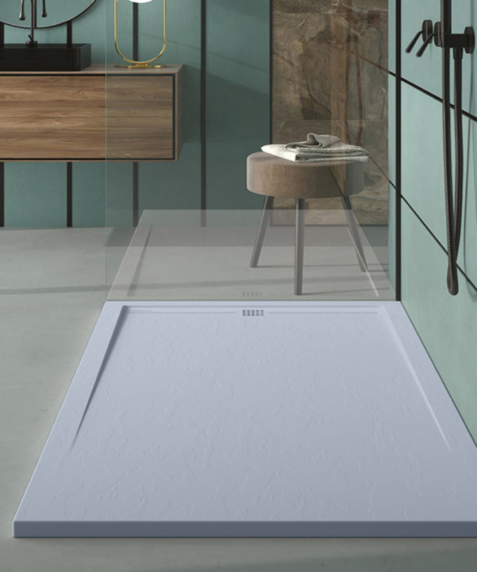 Piatto doccia Grigio, finitura Ardesia Stone CACH, griglia colorata