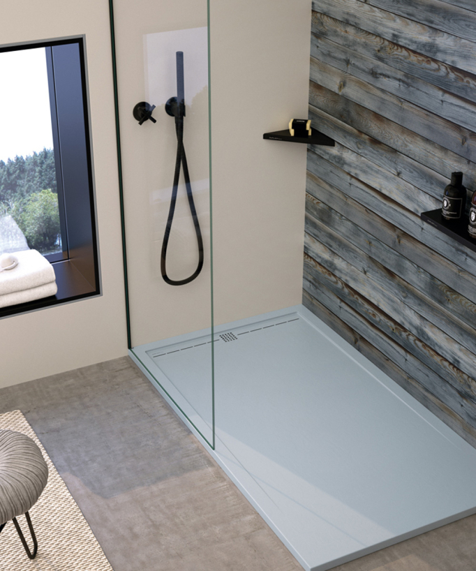 Piatto doccia Grigio, finitura Ardesia Stone CACH, griglia colorata