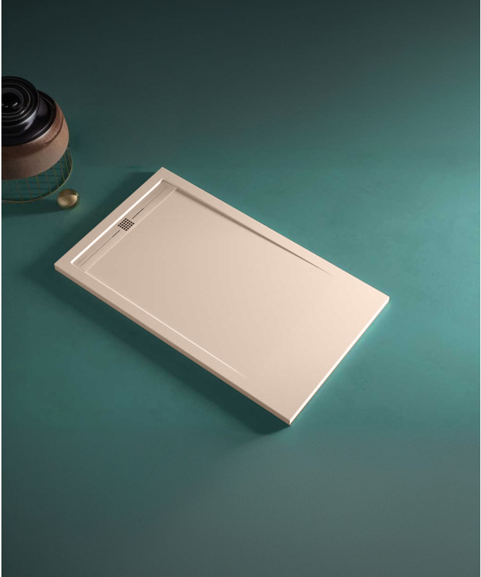 Piatto doccia Crème, finitura Liscia Stone CACH, griglia colorata