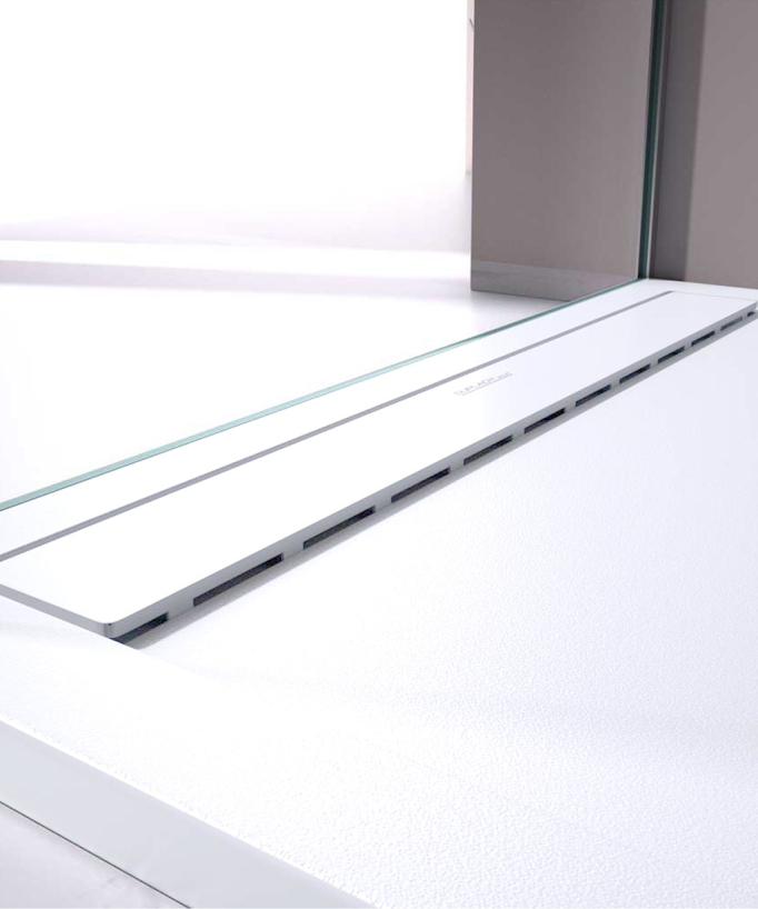 Piatto doccia Bianco, finitura Liscia Stone SMART, griglia colorata