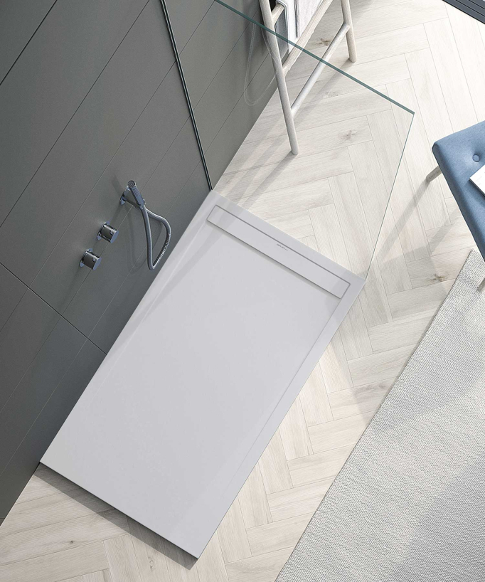 Piatto doccia Grigio 7035, finitura Liscia Stone SMART, griglia colorata