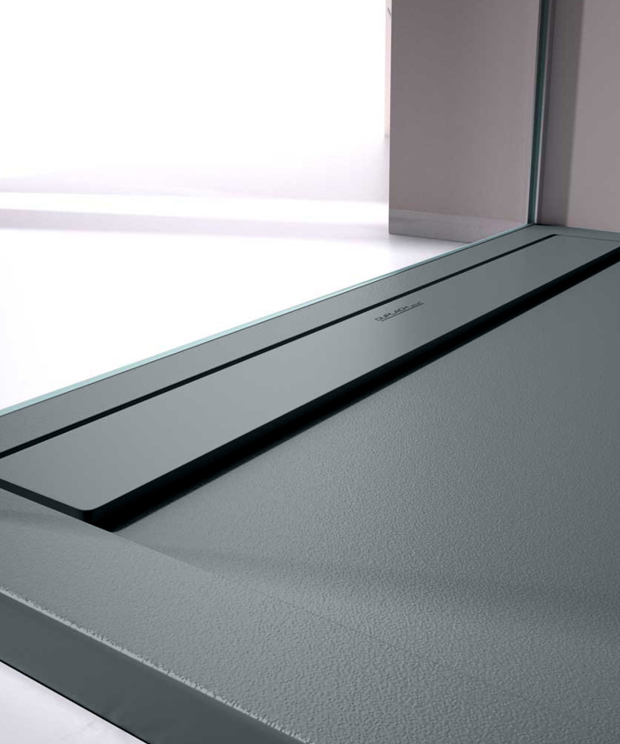 Piatto doccia Antracite, finitura Liscia Stone SMART, griglia colorata