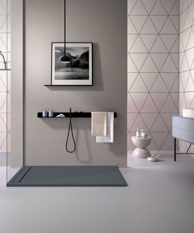 Piatto doccia Antracite, finitura Liscia Stone SMART, griglia colorata