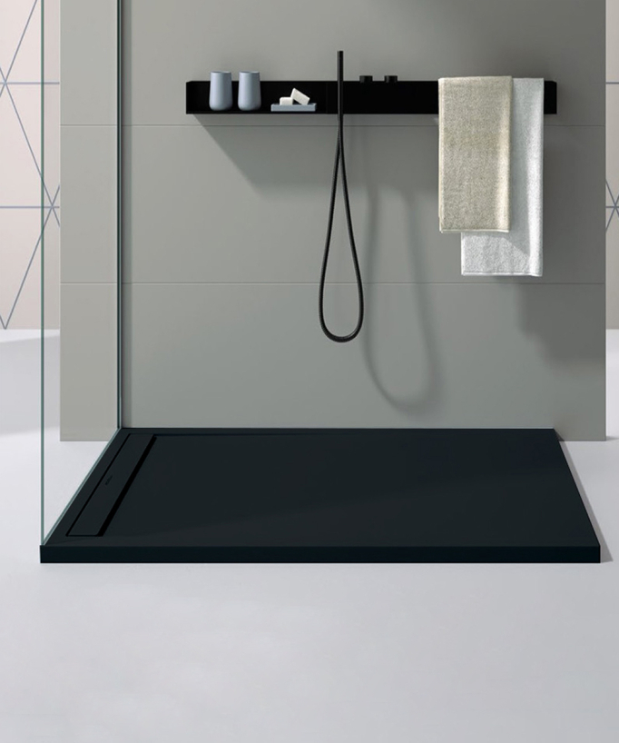 Piatto doccia Nero, finitura Liscia Stone SMART, griglia colorata