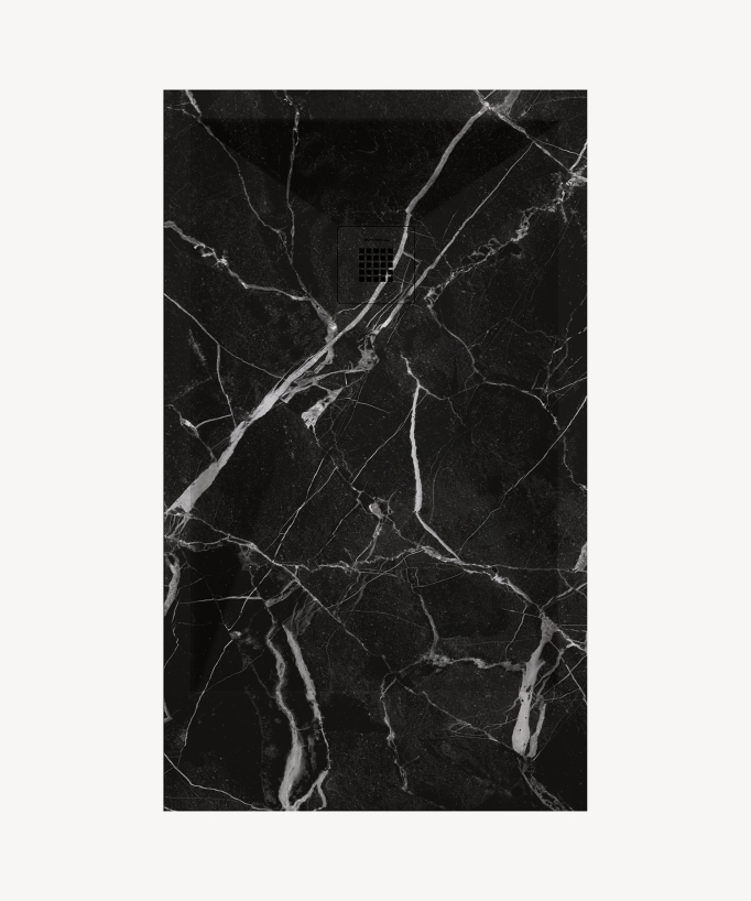 Piatto doccia Marbre Noir , finitura Liscia Stone 3D, griglia colorata