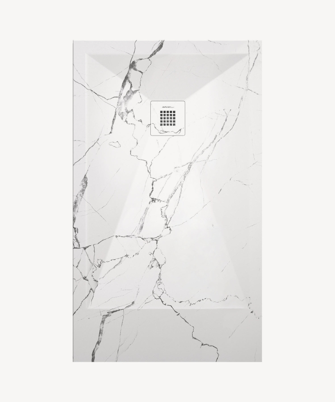 Piatto doccia Marbre Blanc , finitura Liscia Stone 3D, griglia colorata
