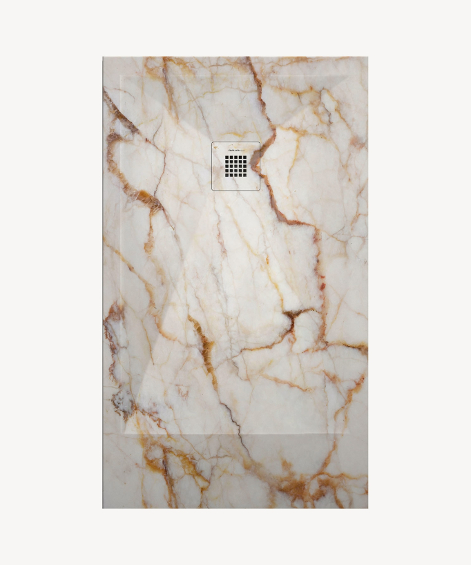 Piatto doccia Marbre creme, finitura Liscia Stone 3D, griglia colorata