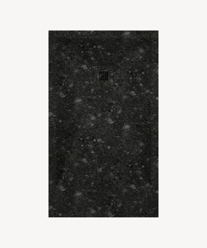 Piatto doccia Terrazzo Nero, finitura Liscia Stone 3D, griglia colorata