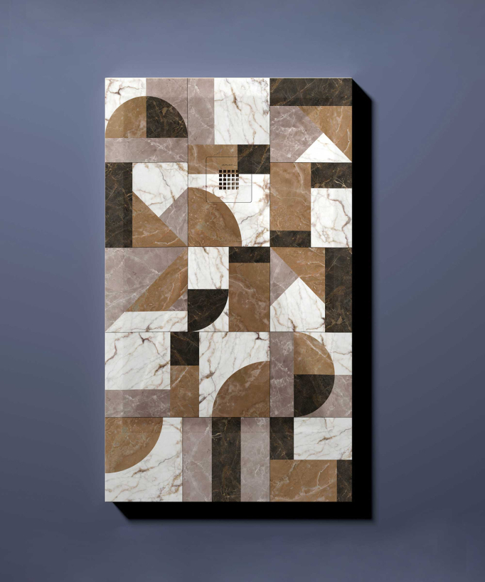 Piatto doccia 2 Colore Mosaico, finitura Liscia Stone 3D, griglia colorata