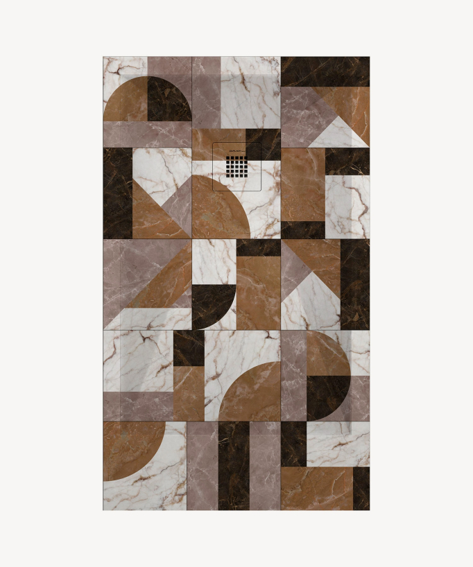 Piatto doccia 2 Colore Mosaico, finitura Liscia Stone 3D, griglia colorata