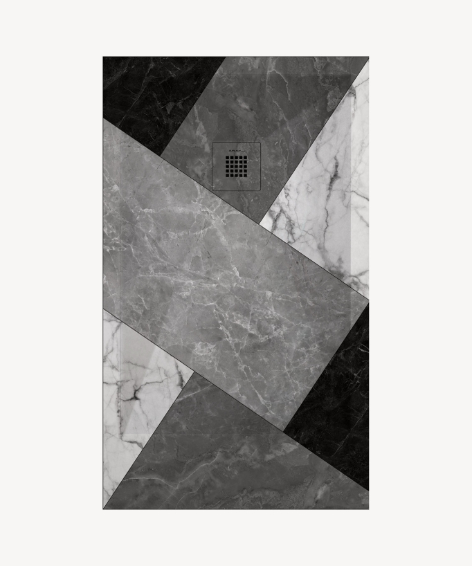 Piatto doccia 2 BN Mosaico, finitura Liscia Stone 3D, griglia colorata