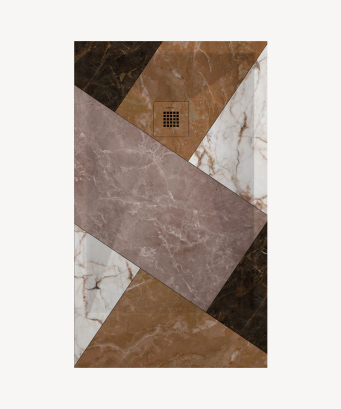 Piatto doccia 3 Colore Mosaico, finitura Liscia Stone 3D, griglia colorata