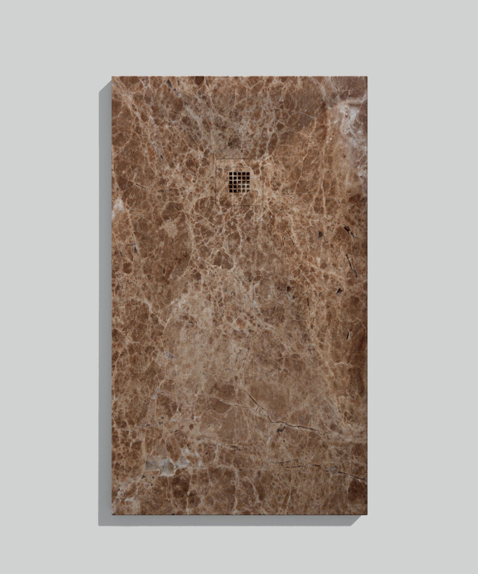 Piatto doccia Oasi marrone chiaro, finitura Liscia Stone 3D, griglia colorata