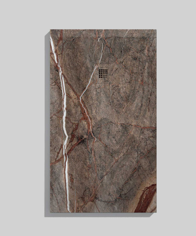 Piatto doccia Foresta Tropicale Marrone, finitura Liscia Stone 3D, griglia colorata