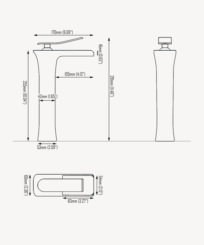 Rubinetto lavabo a cascata, stile contemporaneo - Cromato
