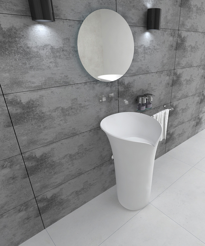 Lavabo totem rotondo da appoggio in resina minerale Bianco opaco - Pointe-Noire