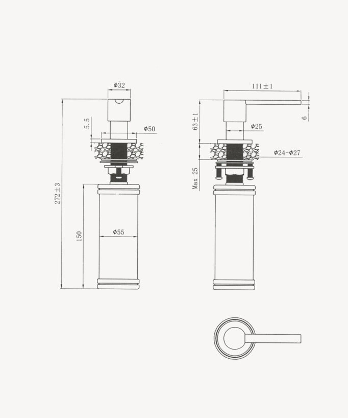Dispenser sapone in acciaio inox - gun metal