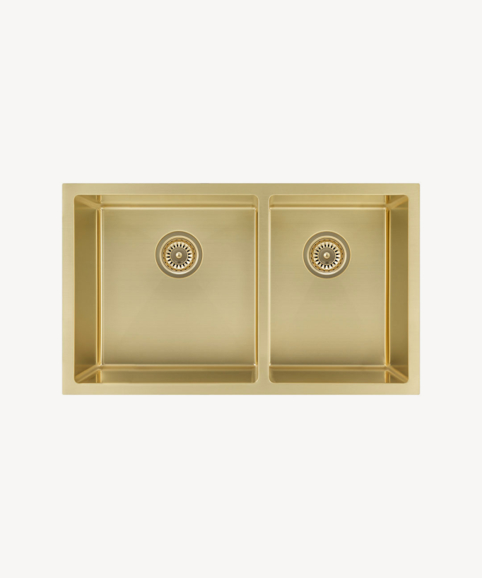 Lavello da cucina doppio 760 mm - ottone spazzolato - Jaboty