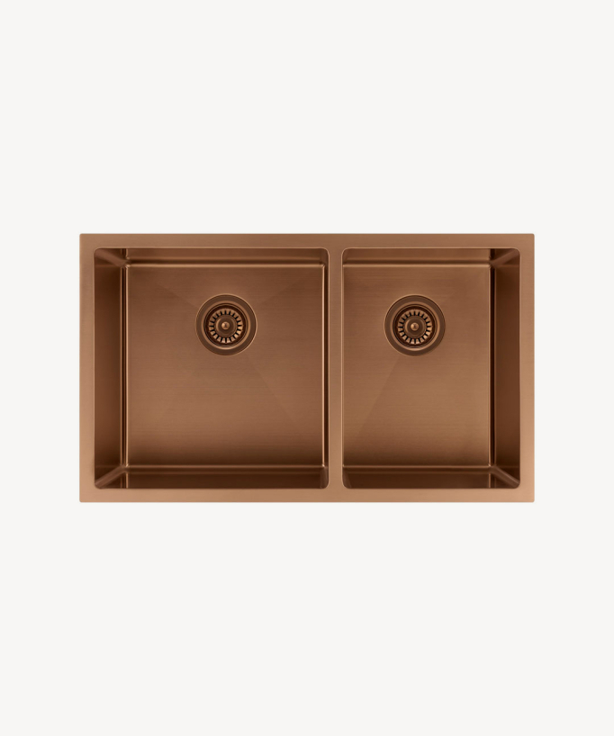 Lavello da cucina doppio 760 mm - rame spazzolato - Jaboty